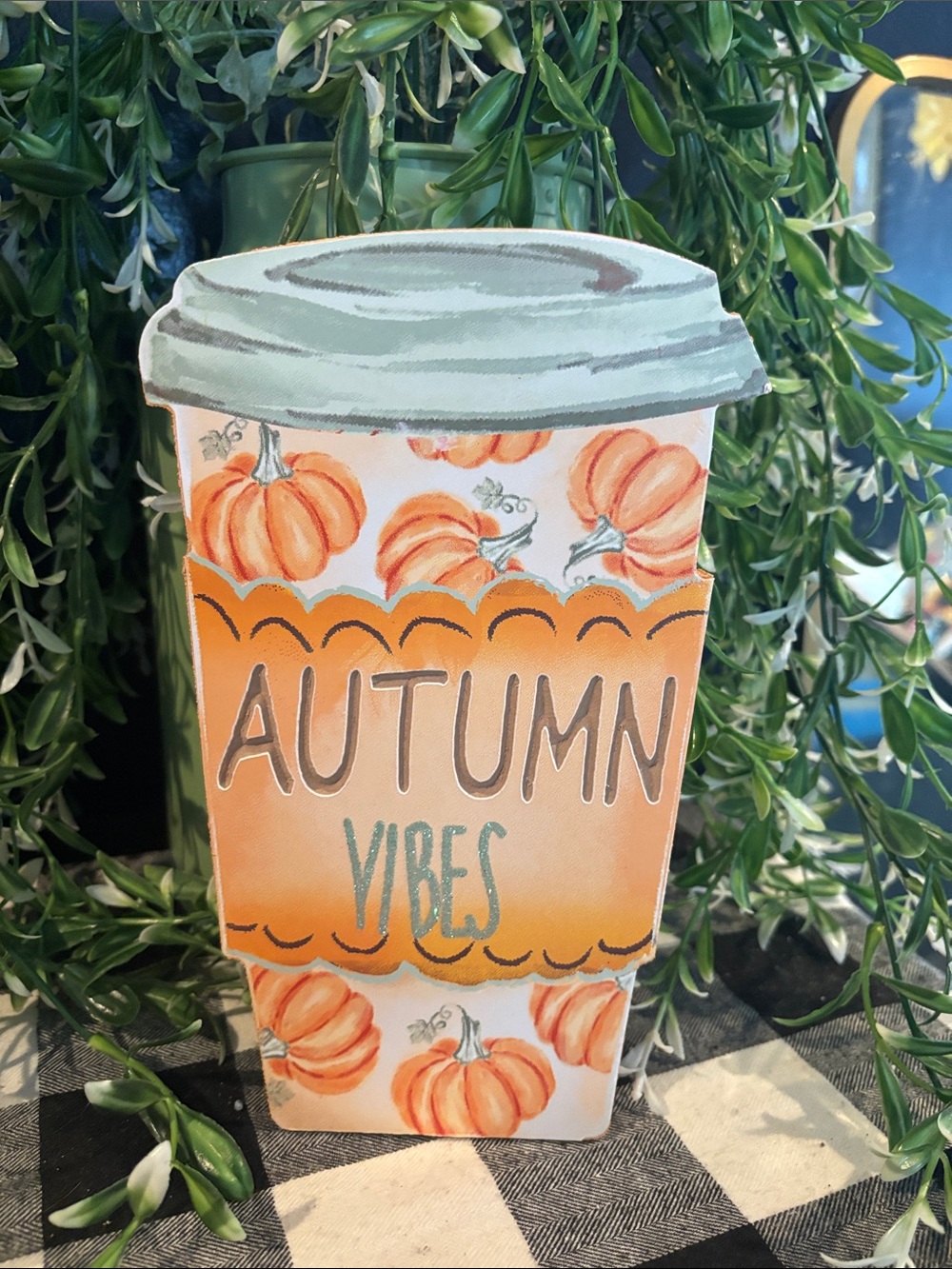 Autumn Vibes Pumpkin Coffee Cup Sign